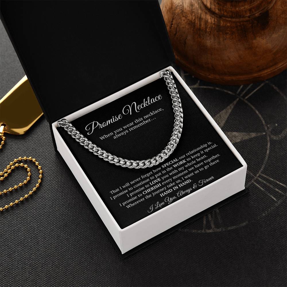 Promise Necklace Gift for Him, To My Man Cuban Chain Necklace, Anniversary Gift for Boyfriend
