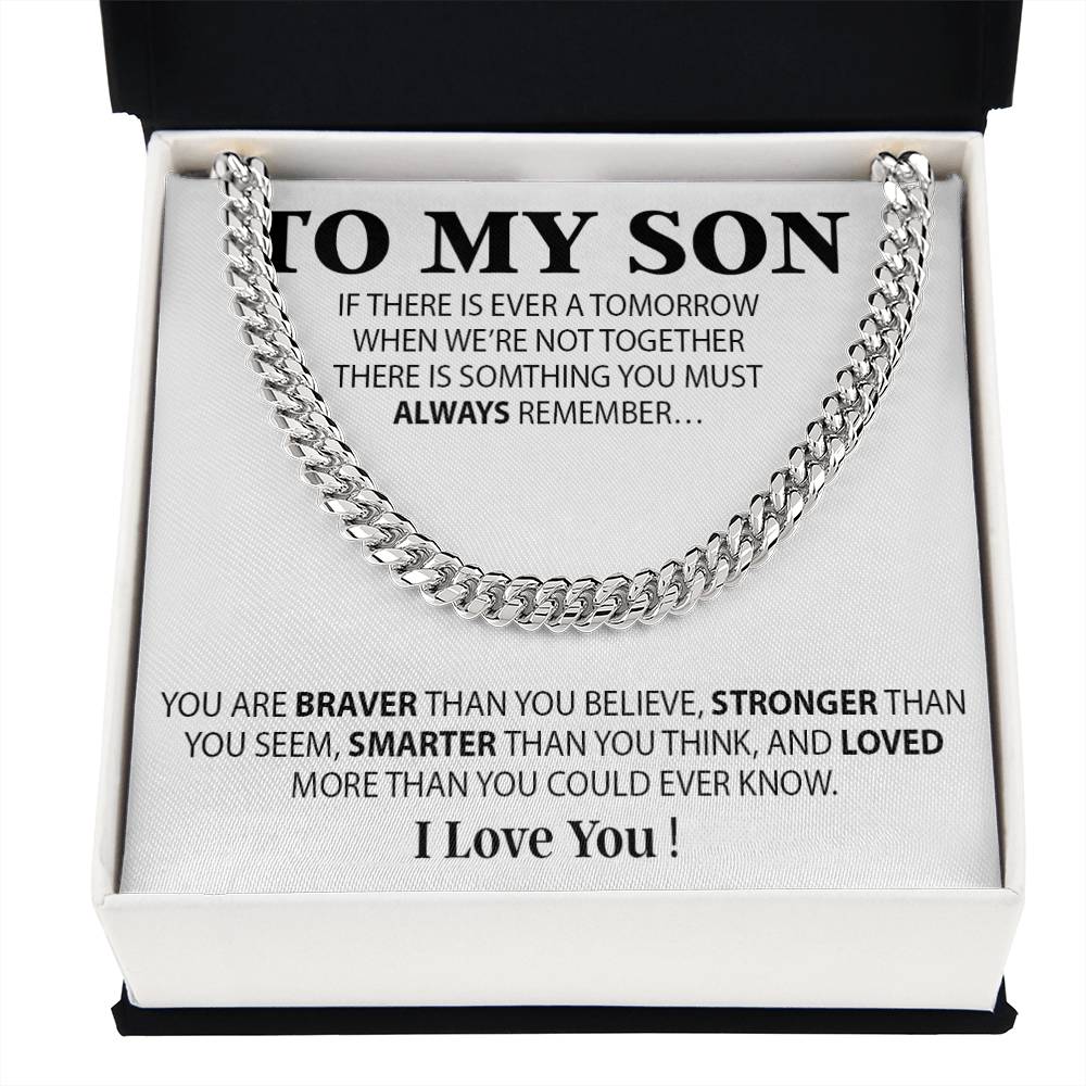 To My Son Cuban Chain Necklace, Sentimental gift for Son from Mom, Son Birthday Gift, Christmas Gift for Son