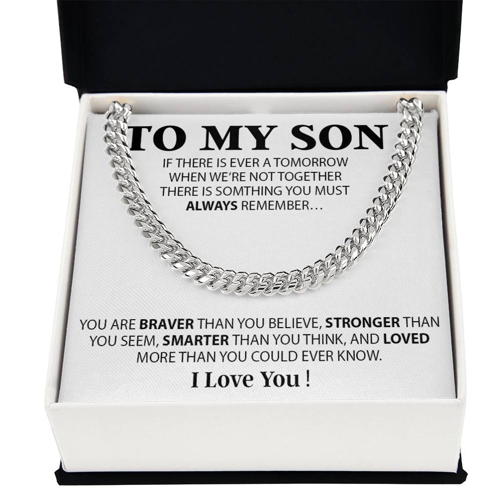 To My Son Cuban Chain Necklace, Sentimental gift for Son from Mom, Son Birthday Gift, Christmas Gift for Son