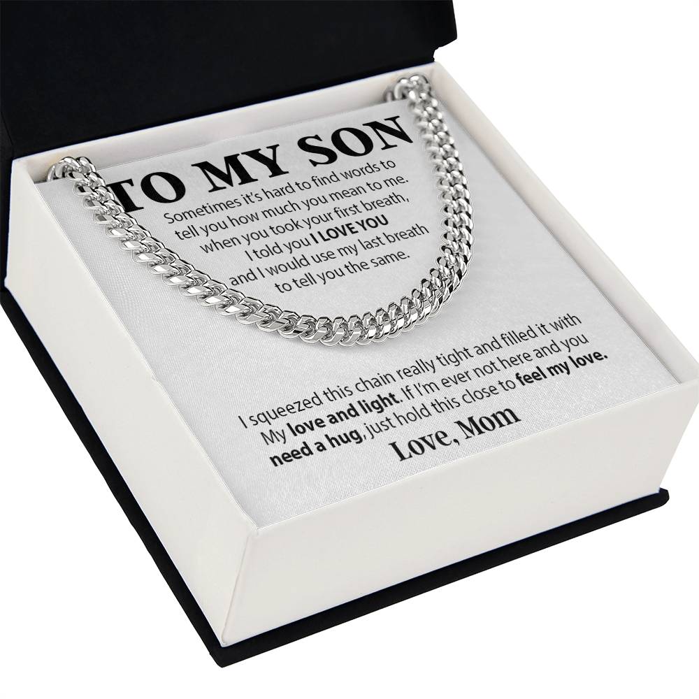 To My Son Cuban Chain Necklace, Sentimental gift for Son from Mom, Son Birthday Gift, Christmas Gift for Son