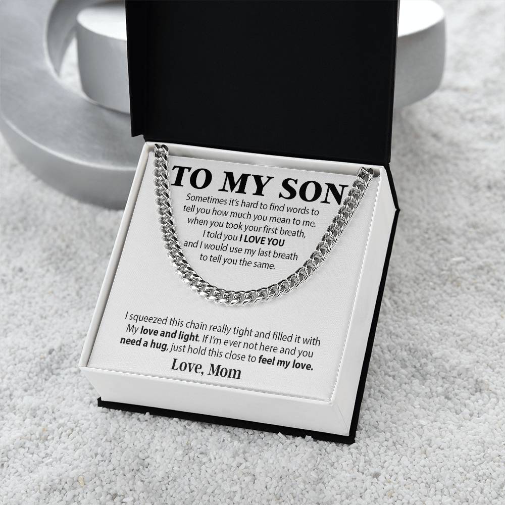 To My Son Cuban Chain Necklace, Sentimental gift for Son from Mom, Son Birthday Gift, Christmas Gift for Son