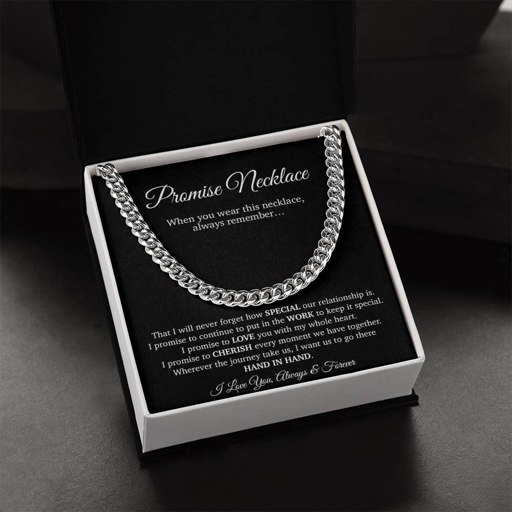 Promise Necklace Gift for Him, To My Man Cuban Chain Necklace, Anniversary Gift for Boyfriend