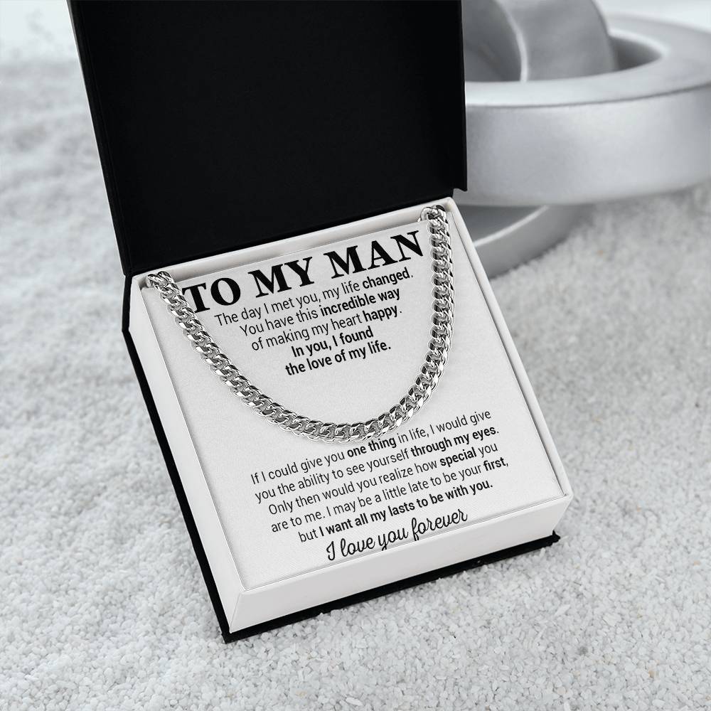 To My Man Cuban Chain Necklace, Gift for Him, Anniversary Birthday Christmas 25_5