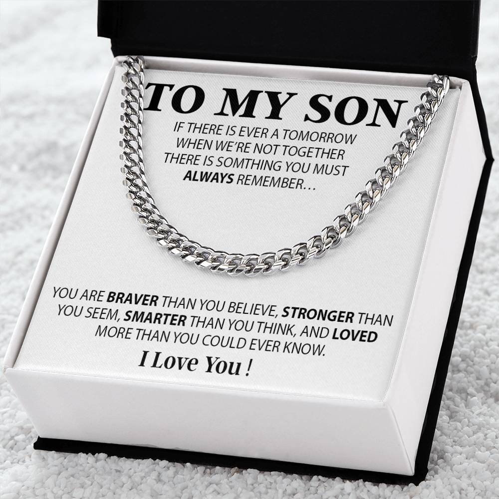 To My Son Cuban Chain Necklace, Sentimental gift for Son from Mom, Son Birthday Gift, Christmas Gift for Son