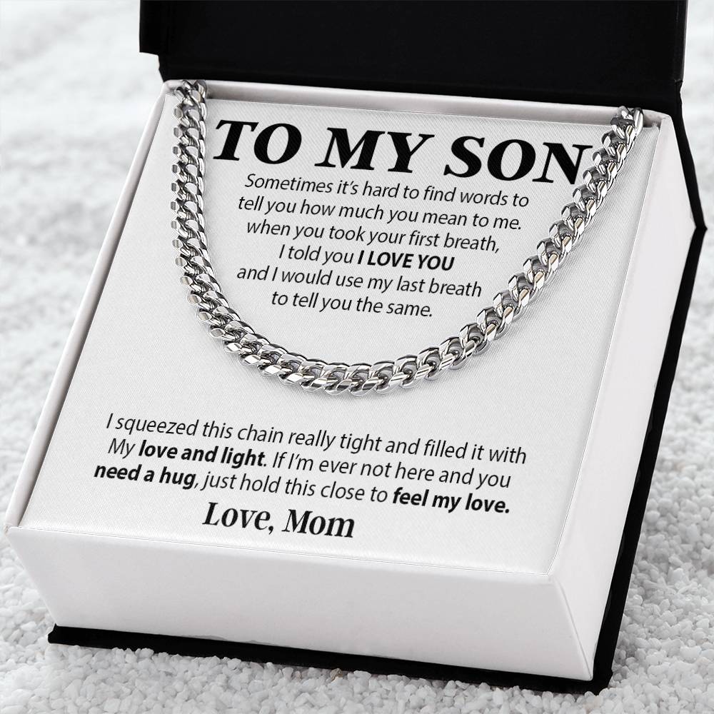 To My Son Cuban Chain Necklace, Sentimental gift for Son from Mom, Son Birthday Gift, Christmas Gift for Son