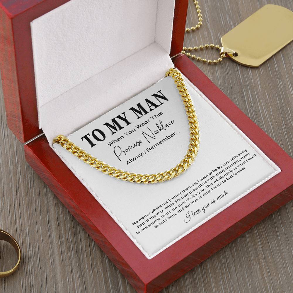 To My Man Cuban Chain Necklace, Romantic Gift for Him, Anniversary Birthday Christmas Gift