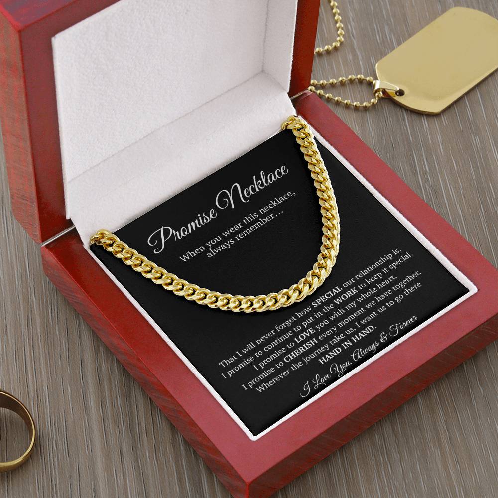 Promise Necklace Gift for Him, To My Man Cuban Chain Necklace, Anniversary Gift for Boyfriend