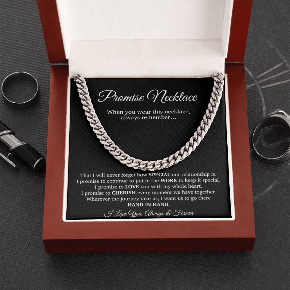 Promise Necklace Gift for Him, To My Man Cuban Chain Necklace, Anniversary Gift for Boyfriend
