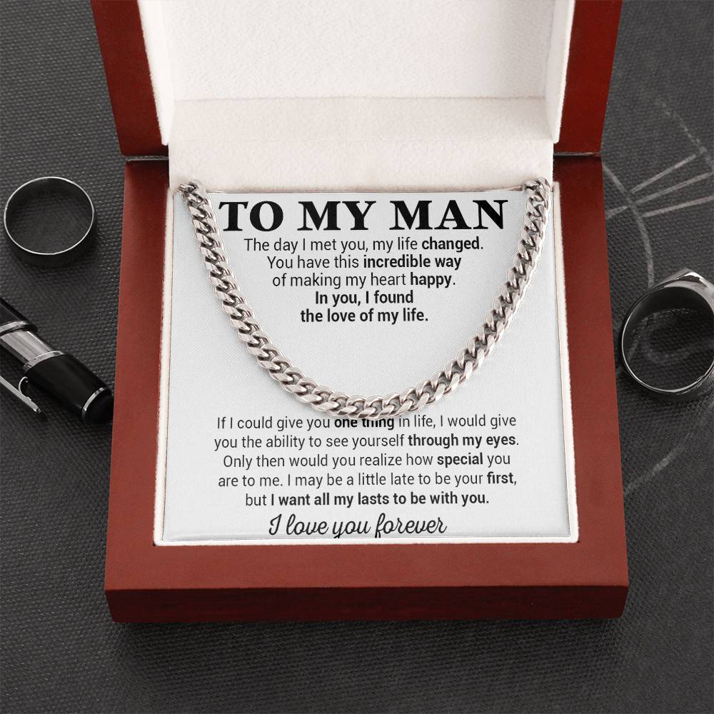 To My Man Cuban Chain Necklace, Gift for Him, Anniversary Birthday Christmas 25_5