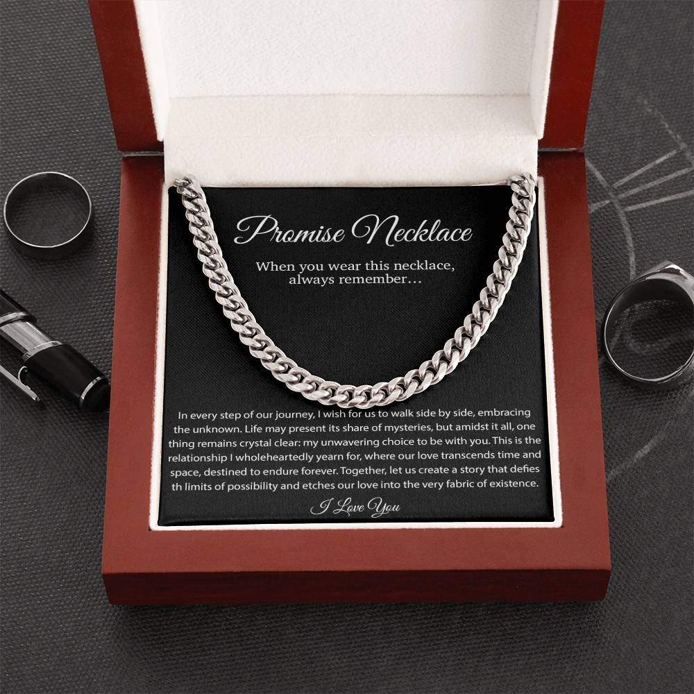 Promise Necklace Gift for Him, To My Man Cuban Chain Necklace, Anniversary Gift 1