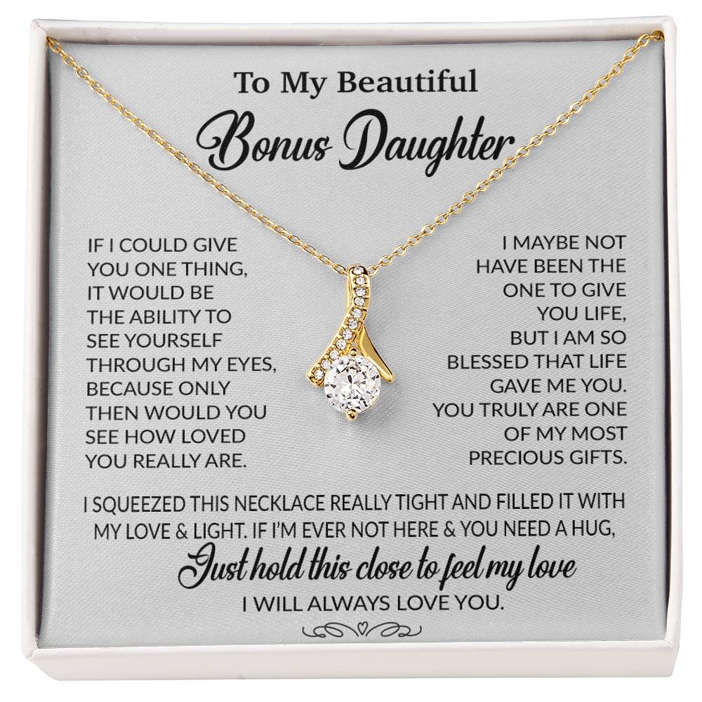 To My Bonus Daughter Necklace, Gift for Bonus Daughter, Step Daughter Birthday 1_10_White
