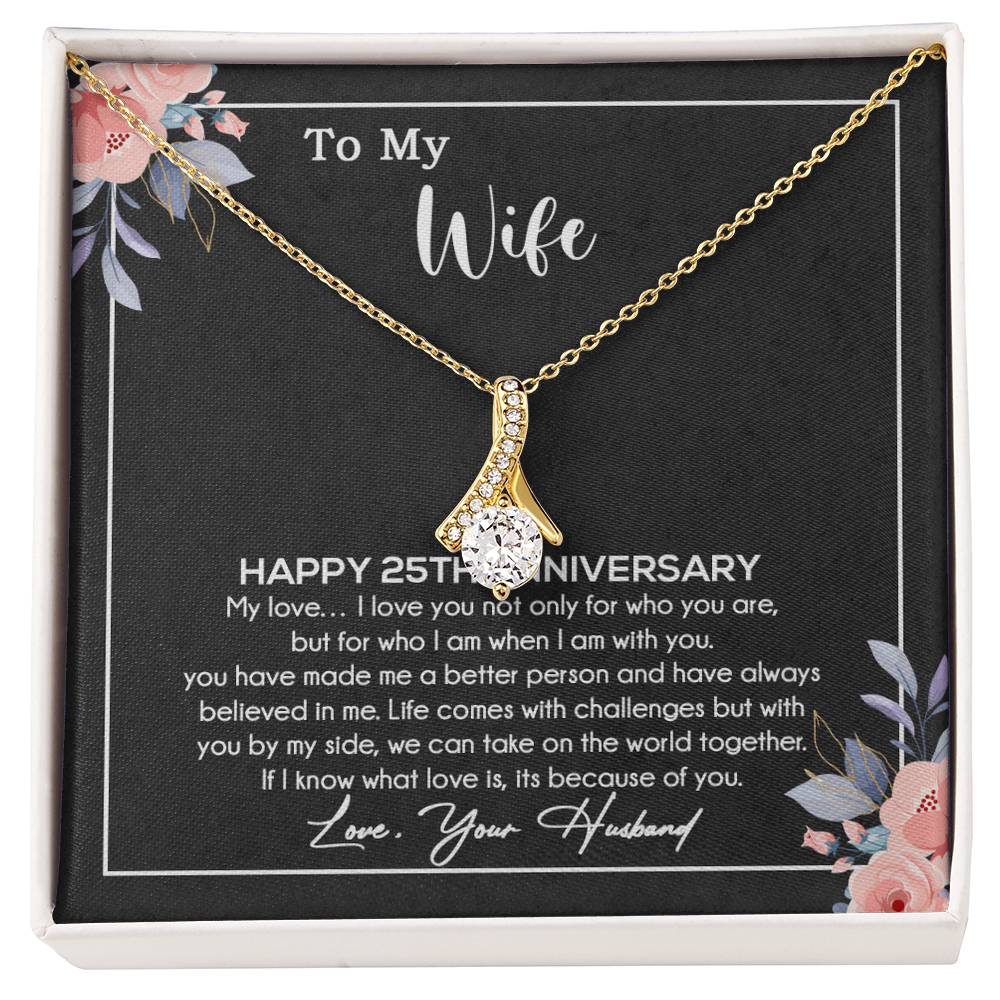 25th Anniversary Gift For Wife Necklace, 25 Year Anniversary, 25th Wedding Gift _Black