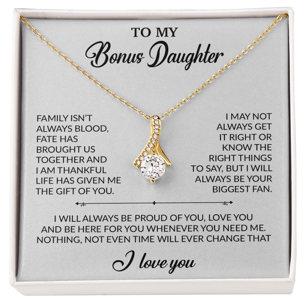 To My Bonus Daughter Necklace, Gift for Bonus Daughter, Step Daughter Birthday 20_2_White
