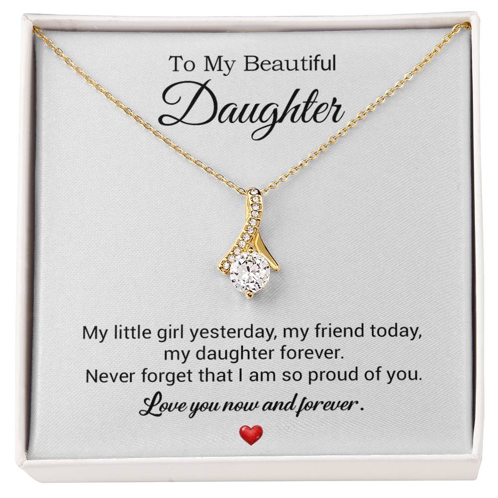 To My Daughter Necklace, Gift For Daughter From Dad, Daughter Father Necklace 10_7_White