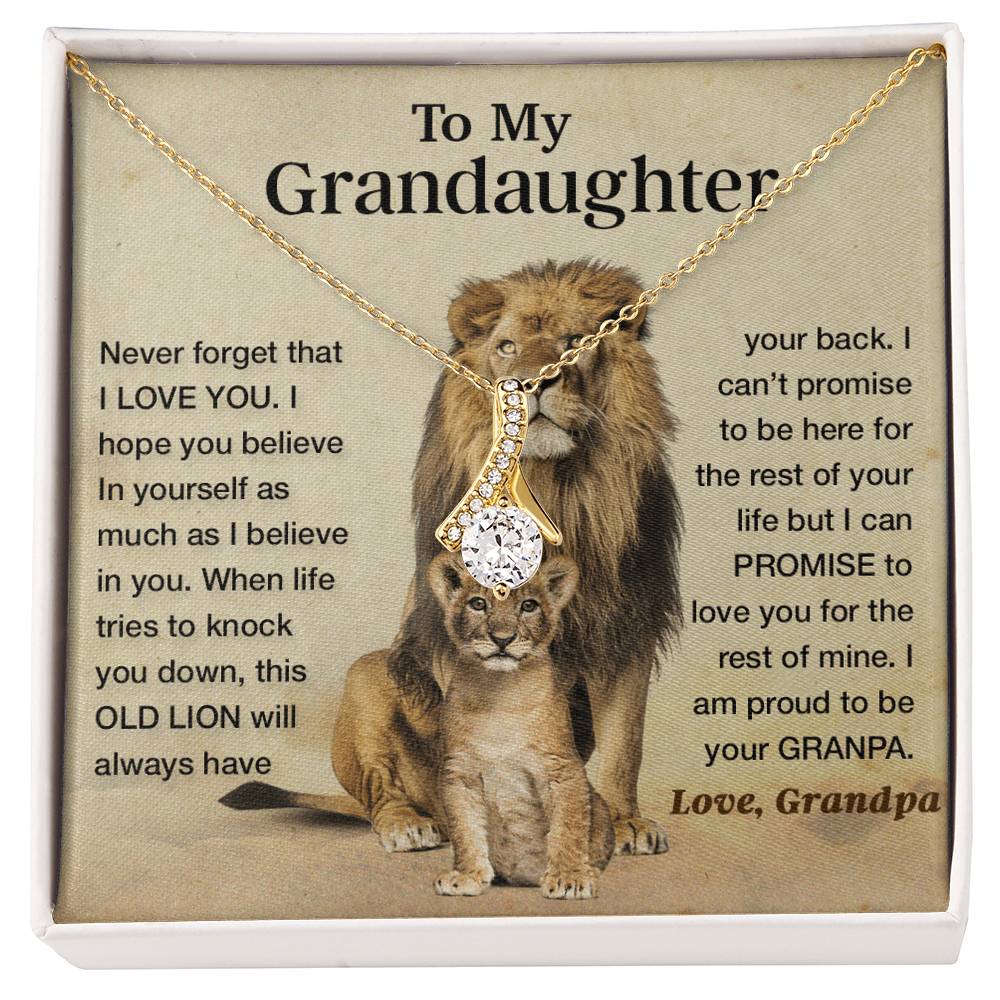 To My Granddaughter Necklace , Gift From Grandpa Papa Lion Dad, Christmas Gift