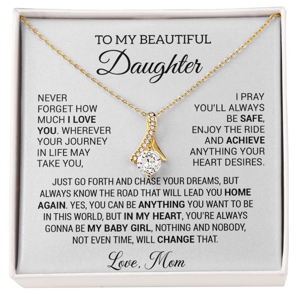 To My Beautiful Daughter Necklace, Daughter Gift from Mom, Birthday, Graduation