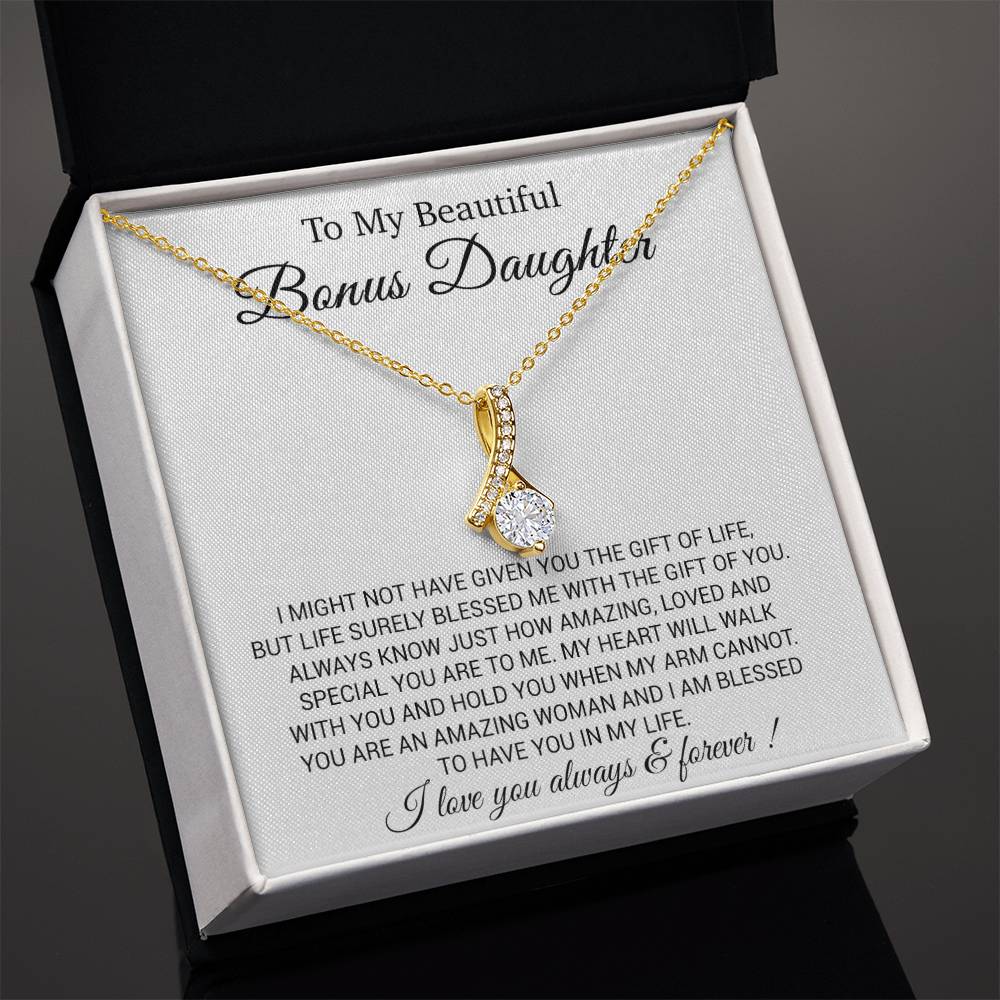 To My Bonus Daughter Necklace, Gift for Bonus Daughter, Step Daughter Birthday