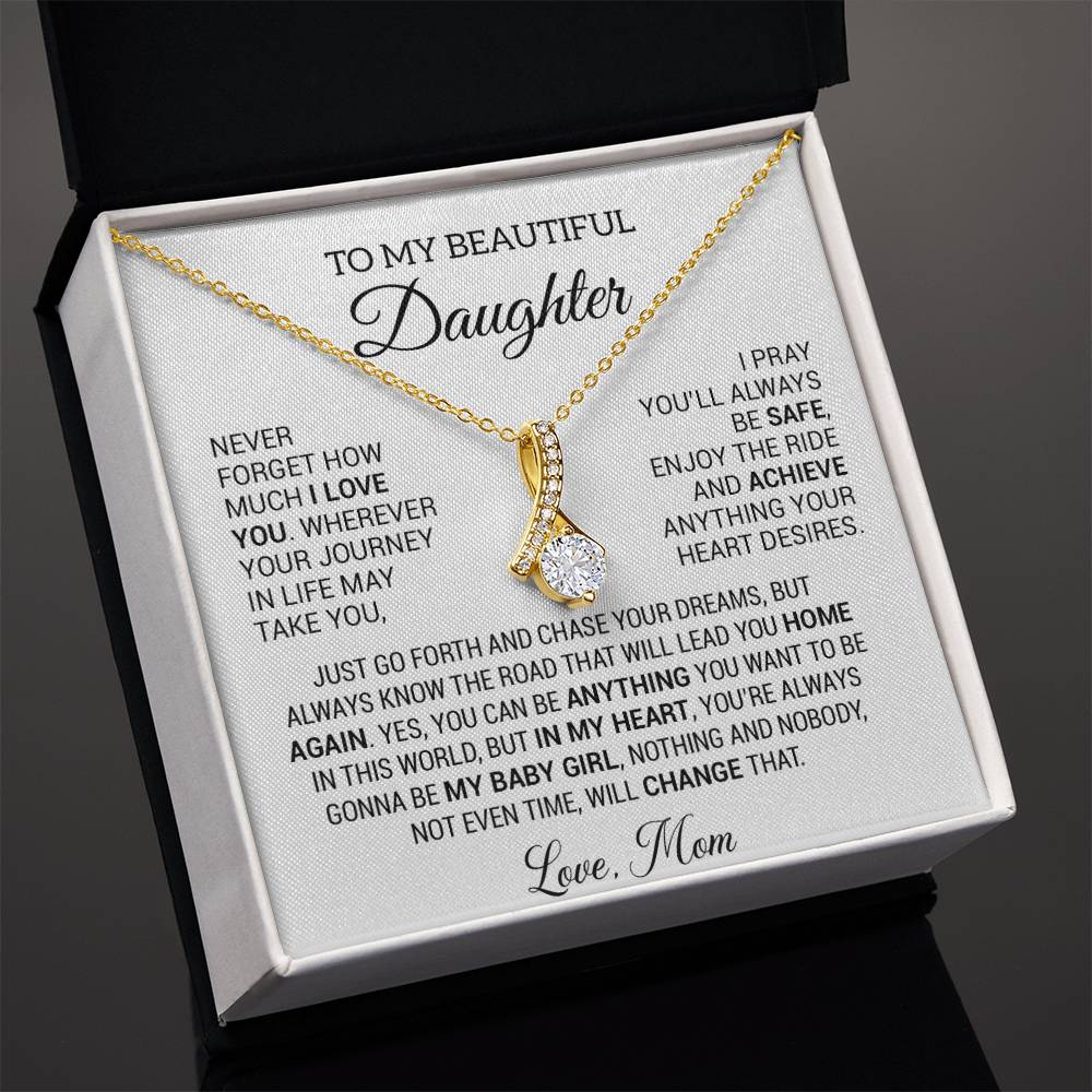 To My Beautiful Daughter Necklace, Daughter Gift from Mom, Birthday, Graduation