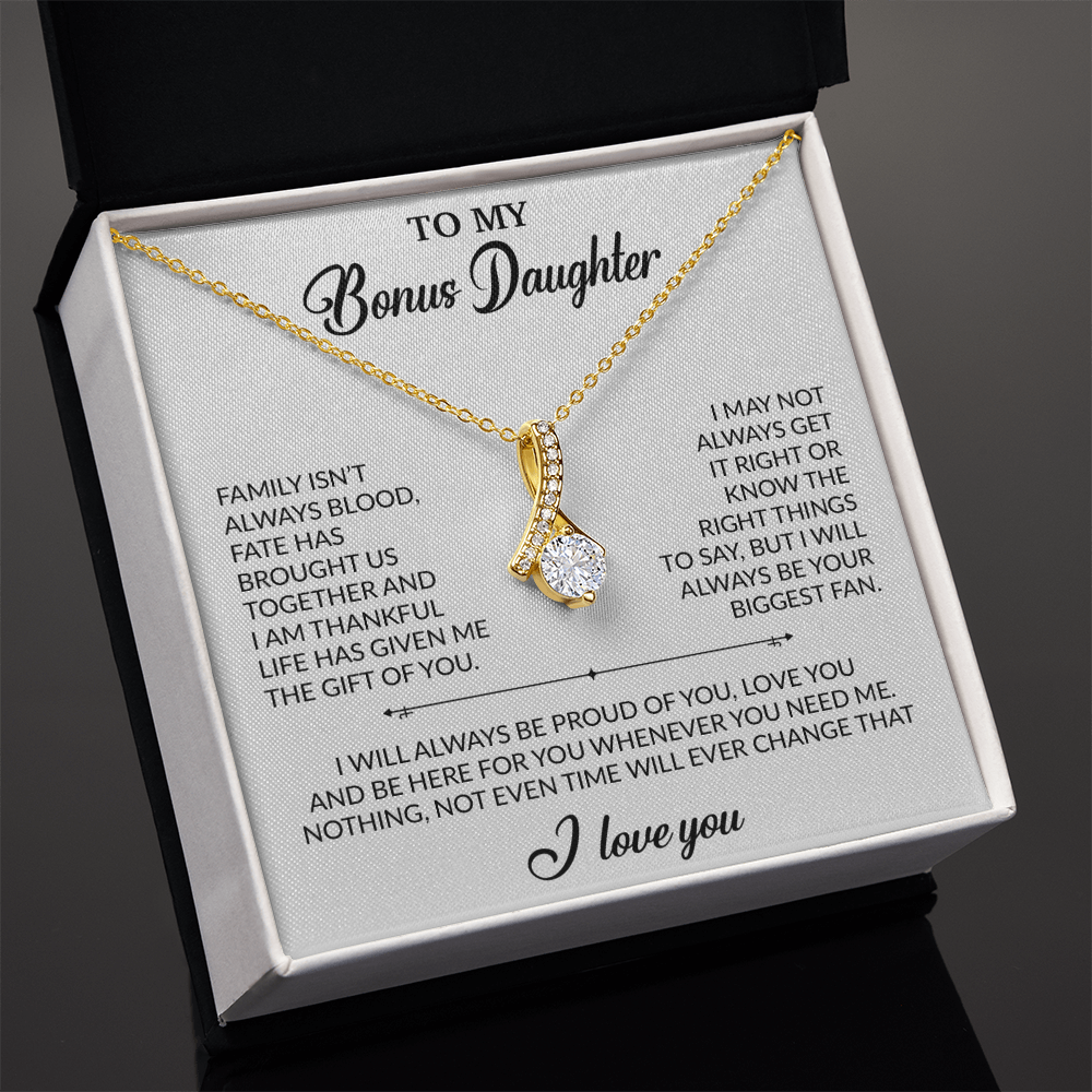 To My Bonus Daughter Necklace, Gift for Bonus Daughter, Step Daughter Birthday 20_2_White