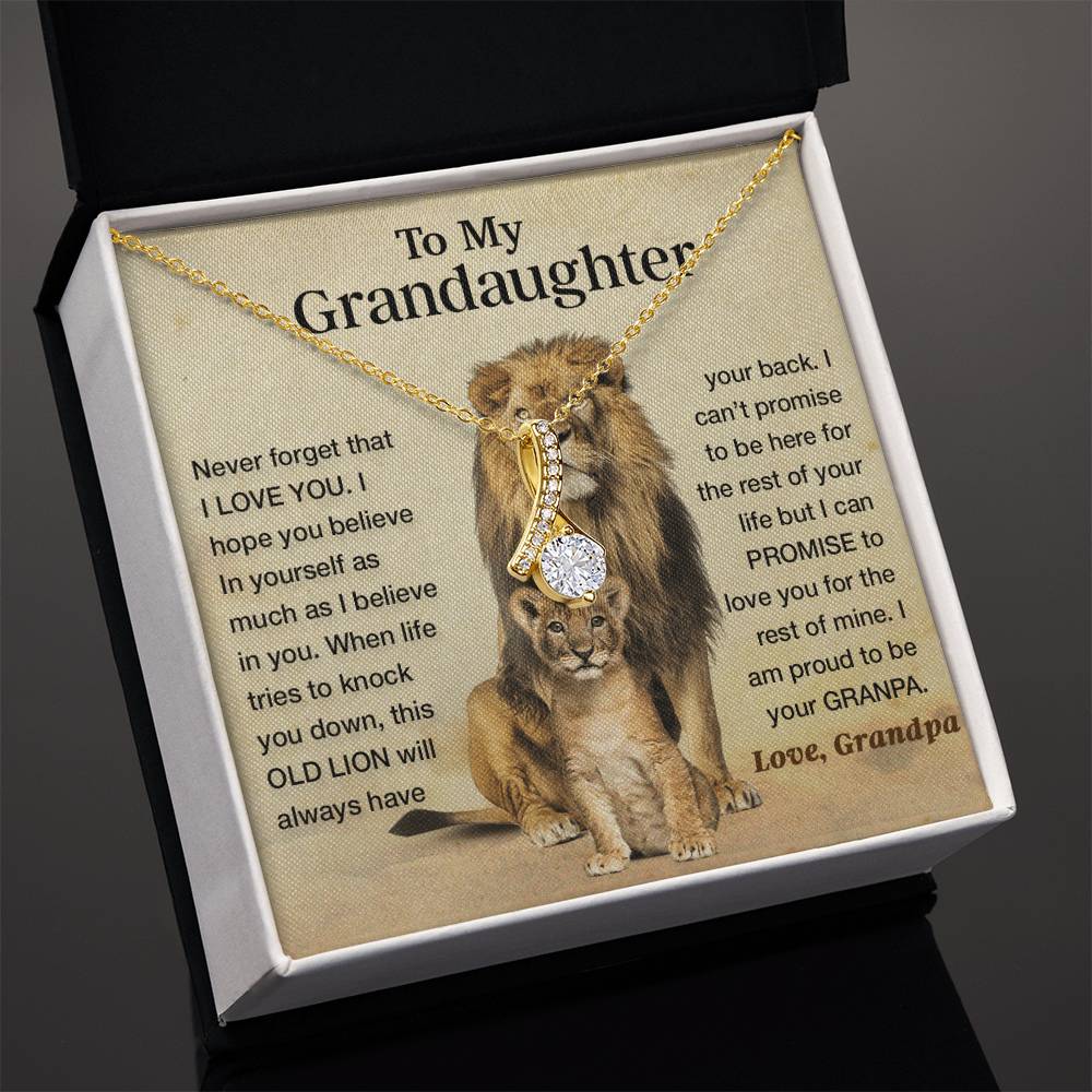 To My Granddaughter Necklace , Gift From Grandpa Papa Lion Dad, Christmas Gift