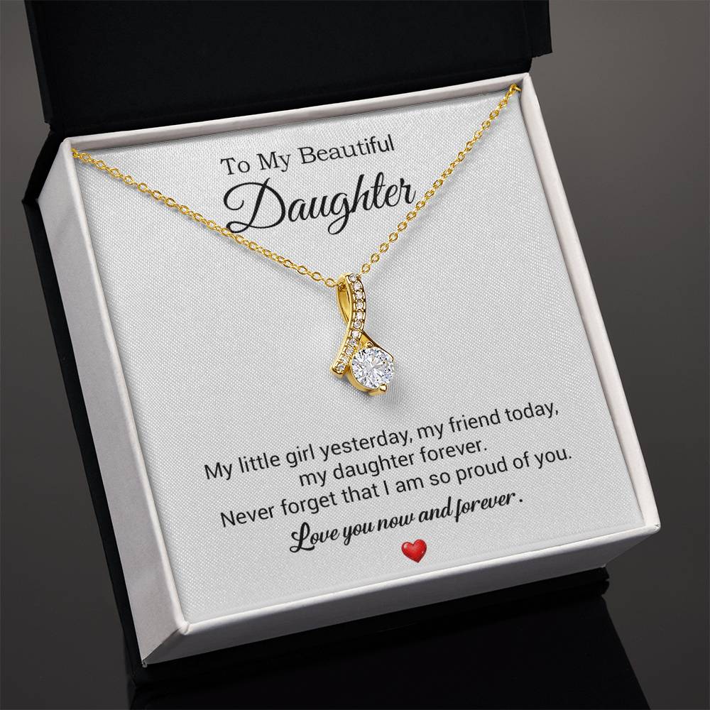 To My Daughter Necklace, Gift For Daughter From Dad, Daughter Father Necklace 10_7_White