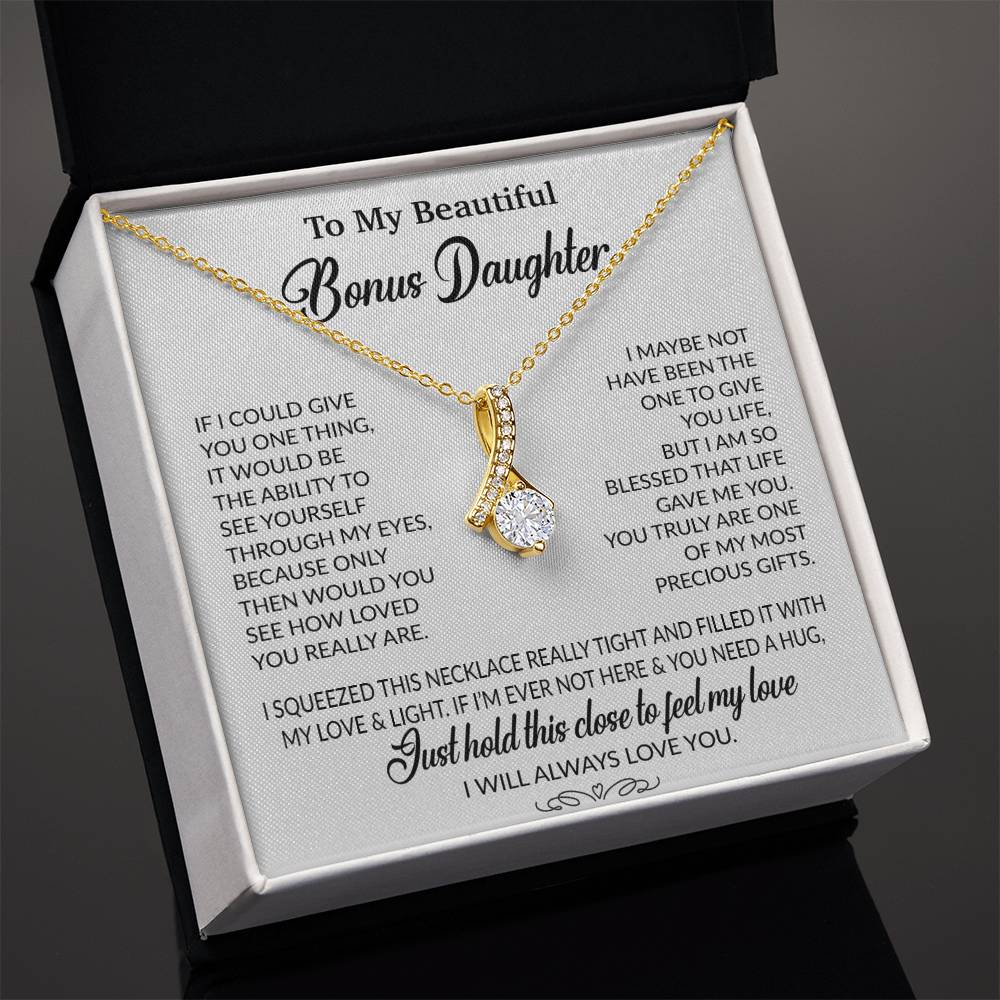 To My Bonus Daughter Necklace, Gift for Bonus Daughter, Step Daughter Birthday 1_10_White