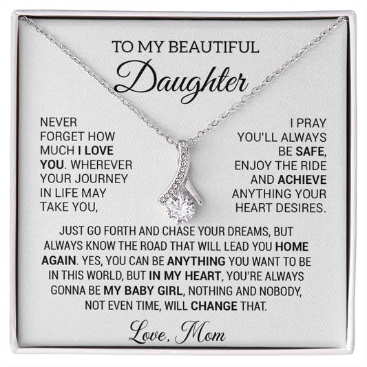 To My Beautiful Daughter Necklace, Daughter Gift from Mom, Birthday, Graduation
