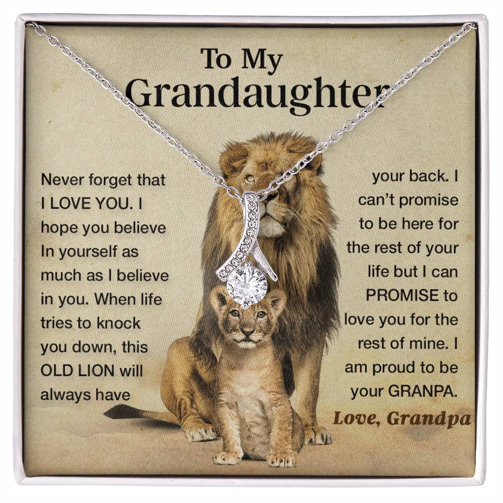 To My Granddaughter Necklace , Gift From Grandpa Papa Lion Dad, Christmas Gift