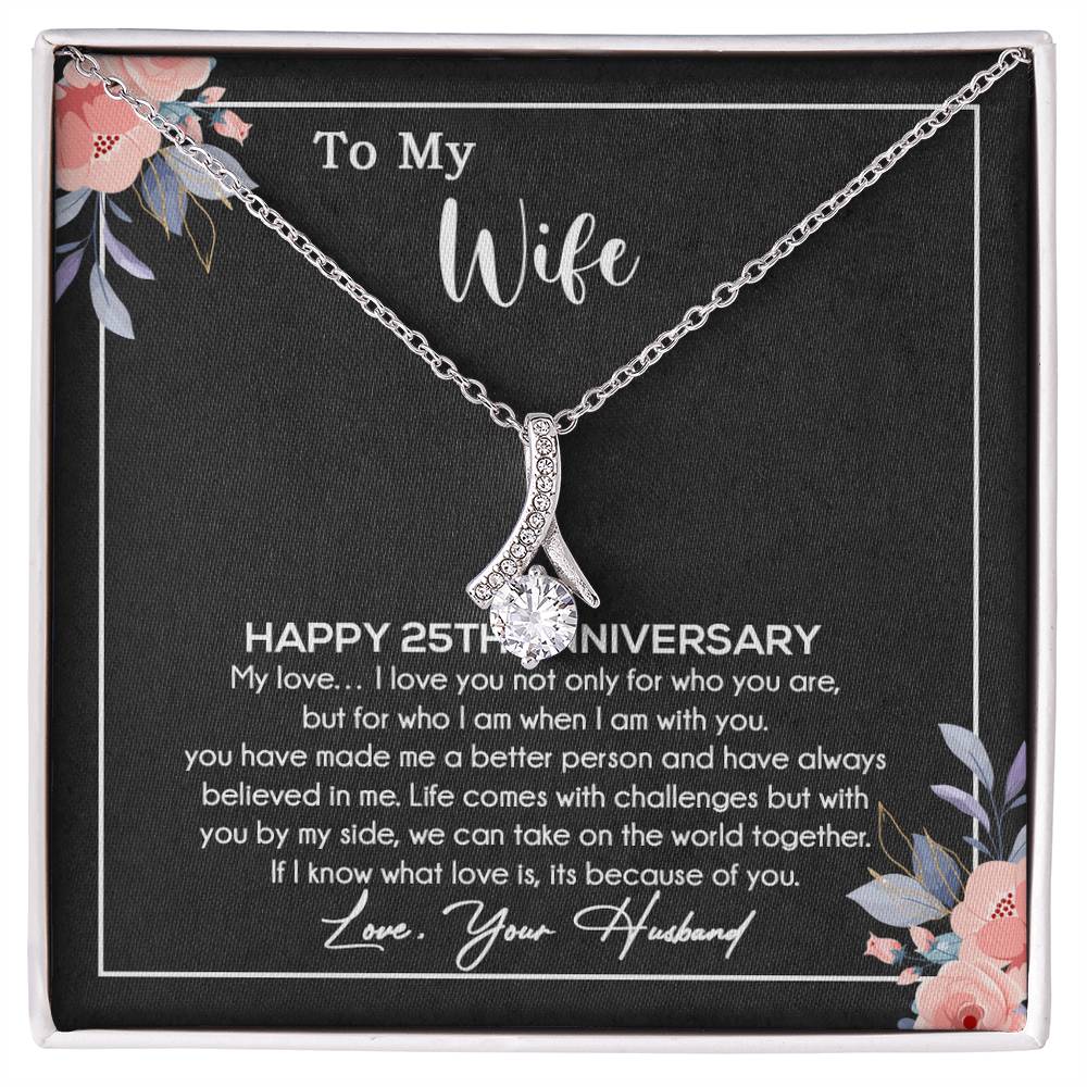 25th Anniversary Gift For Wife Necklace, 25 Year Anniversary, 25th Wedding Gift _Black