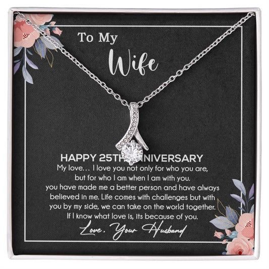 25th Anniversary Gift For Wife Necklace, 25 Year Anniversary, 25th Wedding Gift _Black