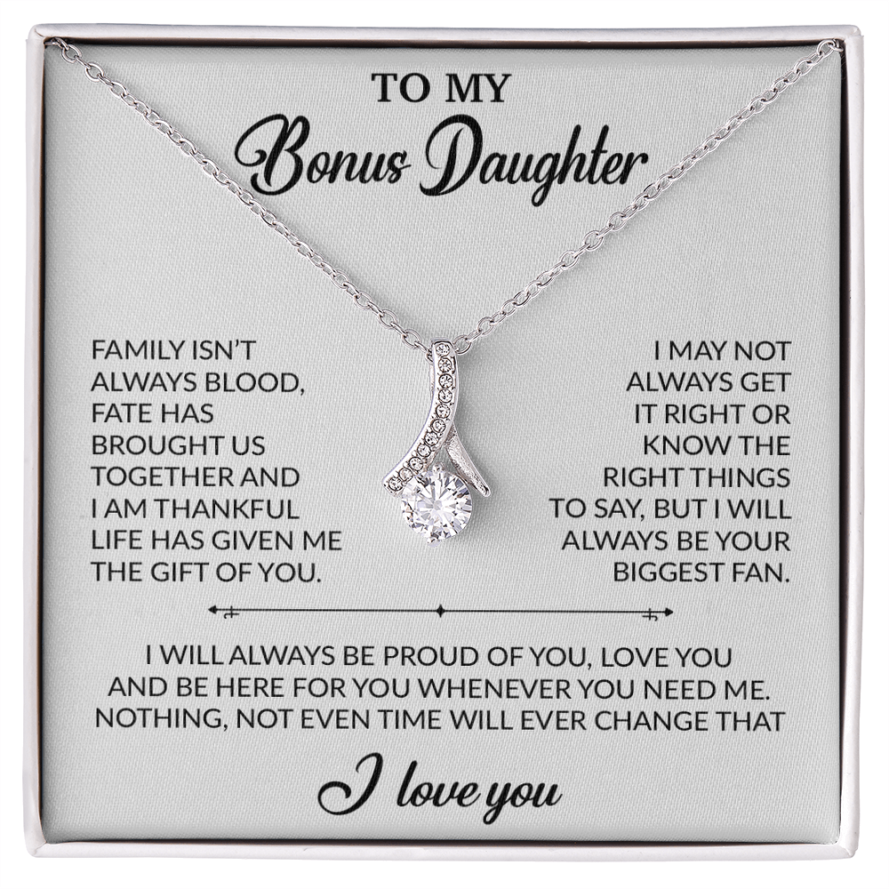 To My Bonus Daughter Necklace, Gift for Bonus Daughter, Step Daughter Birthday 20_2_White