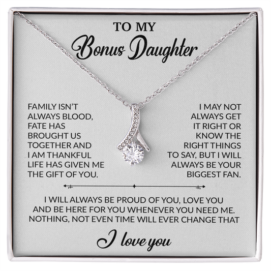 To My Bonus Daughter Necklace, Gift for Bonus Daughter, Step Daughter Birthday 20_2_White