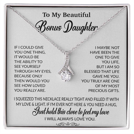 To My Bonus Daughter Necklace, Gift for Bonus Daughter, Step Daughter Birthday 1_10_White