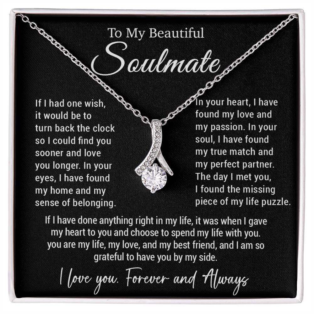 To My Soulmate Gift for Girlfriend, Fiance, Wife Necklace,Valentine Day Gift
