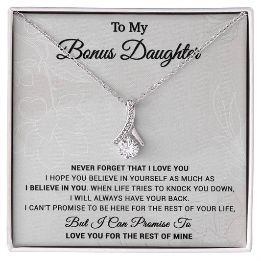 To My Bonus Daughter Necklace, Step Daughter Gift From Stepdad, Stepmom