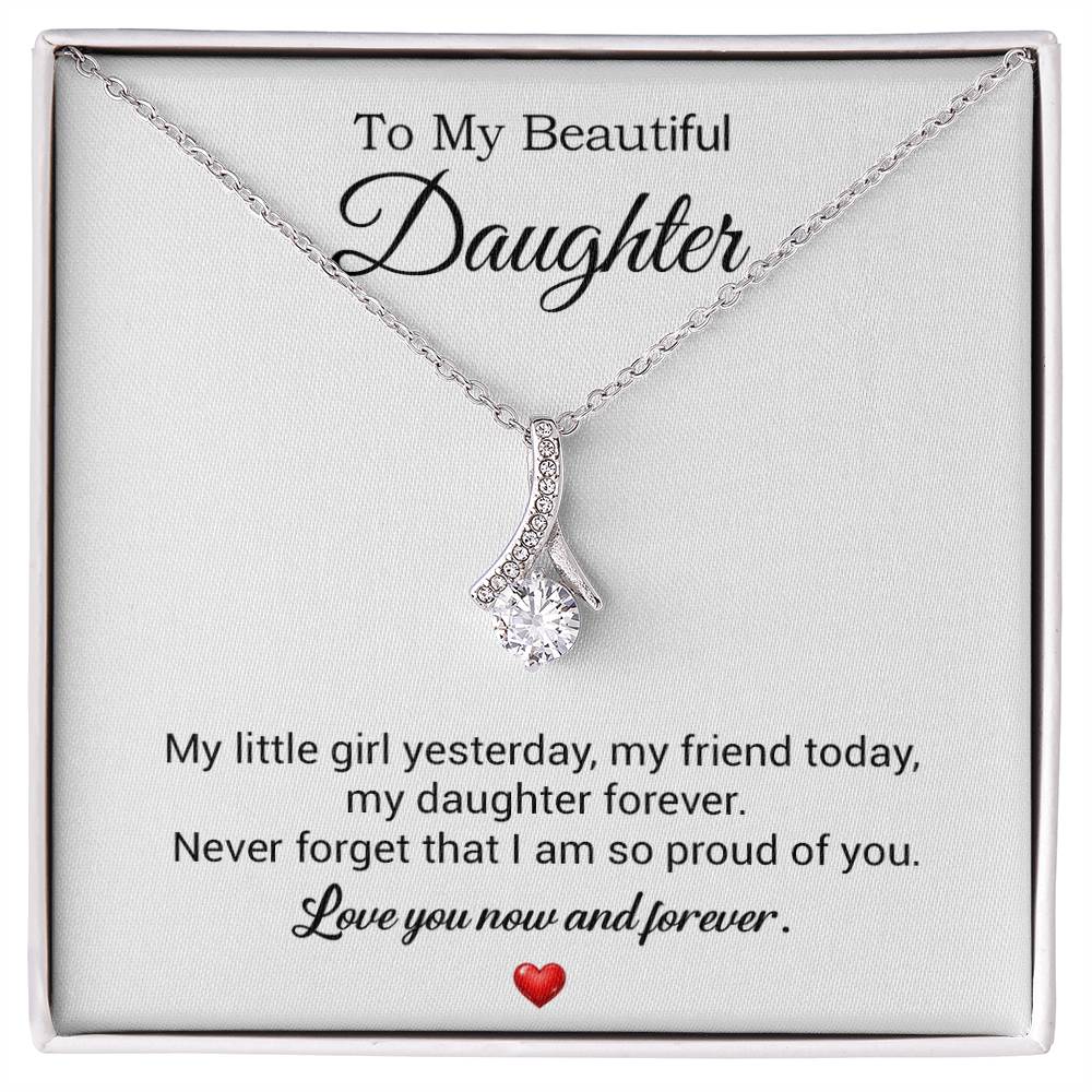 To My Daughter Necklace, Gift For Daughter From Dad, Daughter Father Necklace 10_7_White