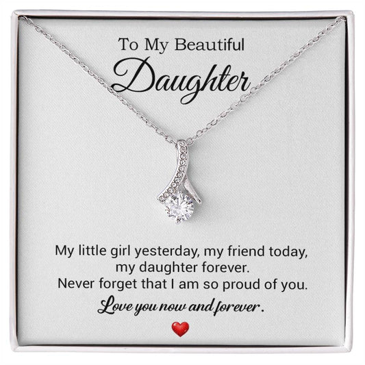 To My Daughter Necklace, Gift For Daughter From Dad, Daughter Father Necklace 10_7_White