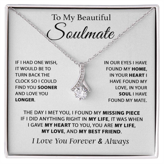 To My Soulmate Necklace, Gift For Girlfriend Wife, Birthday Gifts Christmas Gifts 11_11_White