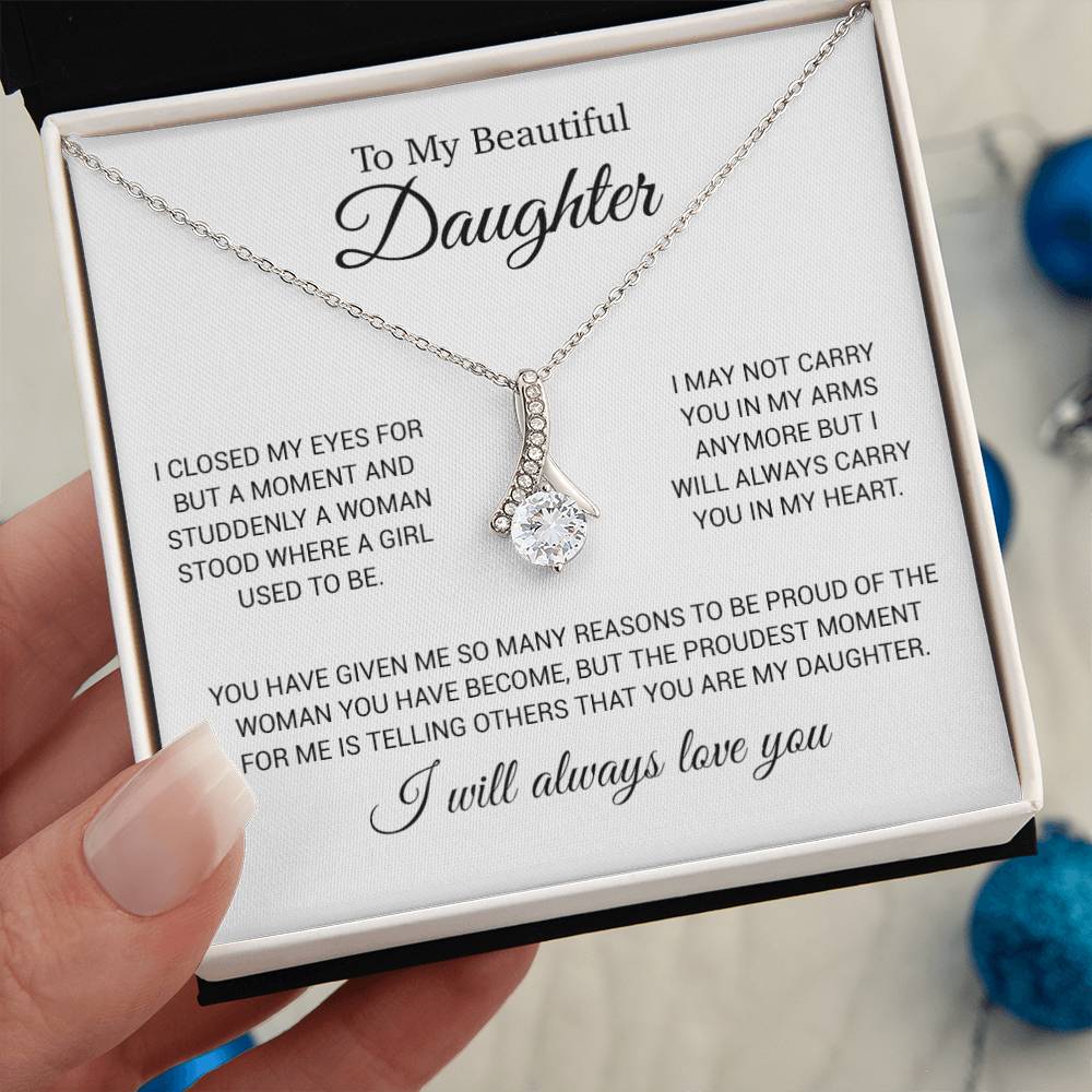 To My Daughter Necklace, Gift for Daughter from Dad, Daughter Father Necklace 24_11_White