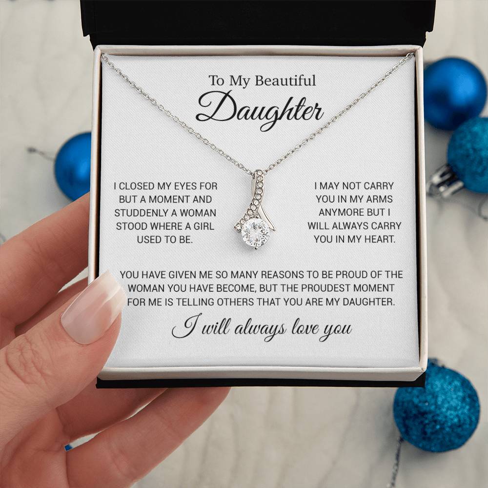 To My Daughter Necklace, Gift for Daughter from Dad, Daughter Father Necklace 24_11_White