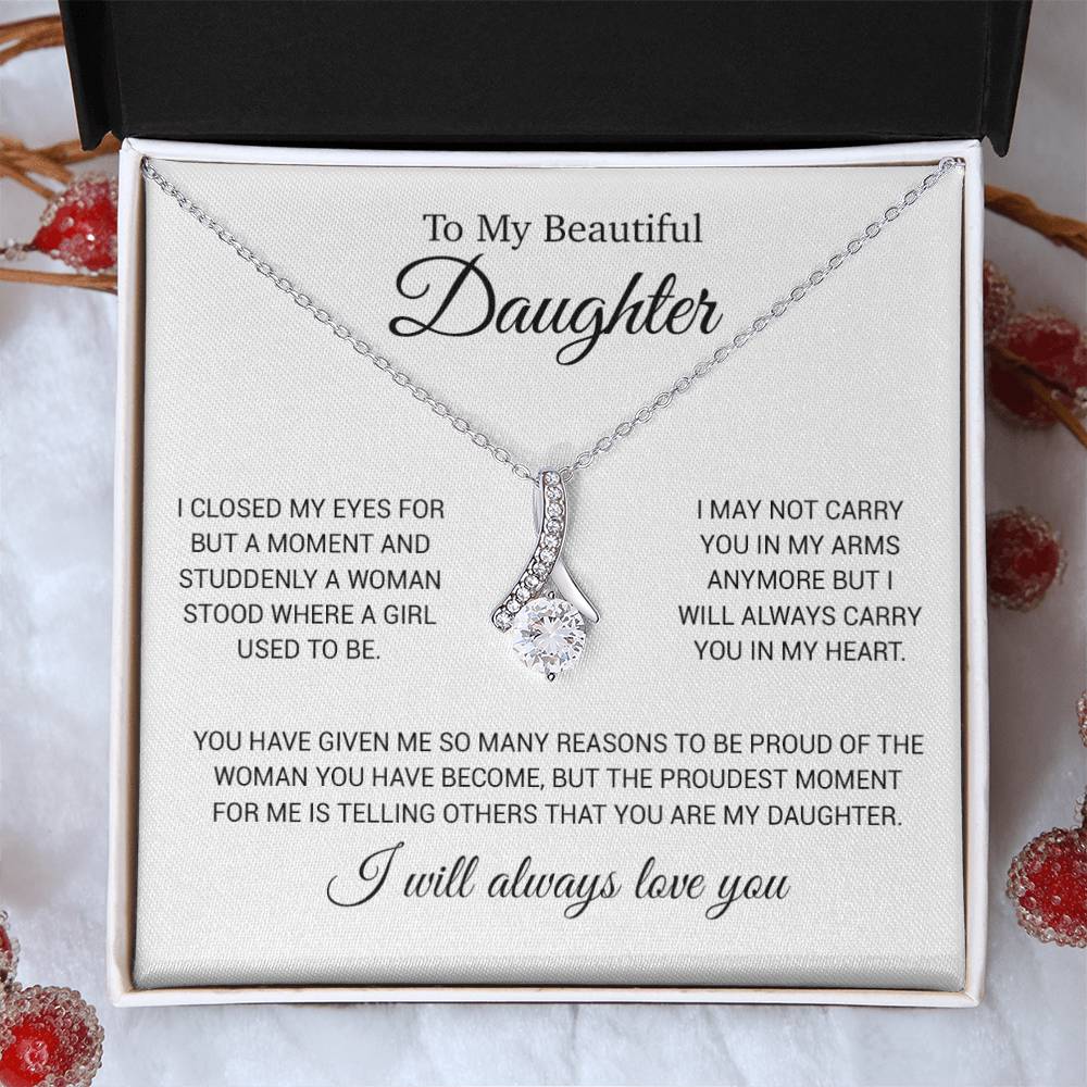 To My Daughter Necklace, Gift for Daughter from Dad, Daughter Father Necklace 24_11_White