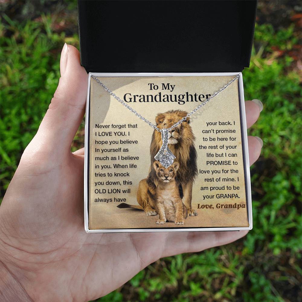 To My Granddaughter Necklace , Gift From Grandpa Papa Lion Dad, Christmas Gift
