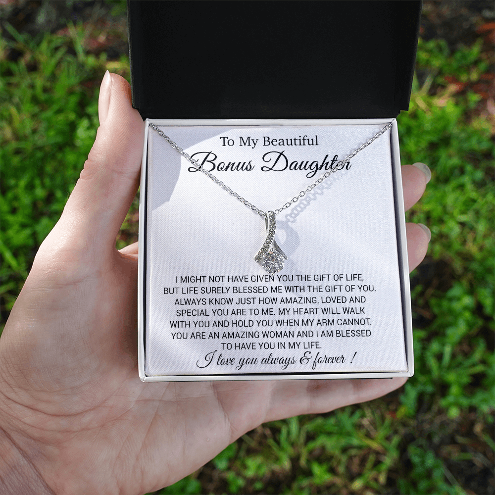 To My Bonus Daughter Necklace, Gift for Bonus Daughter, Step Daughter Birthday