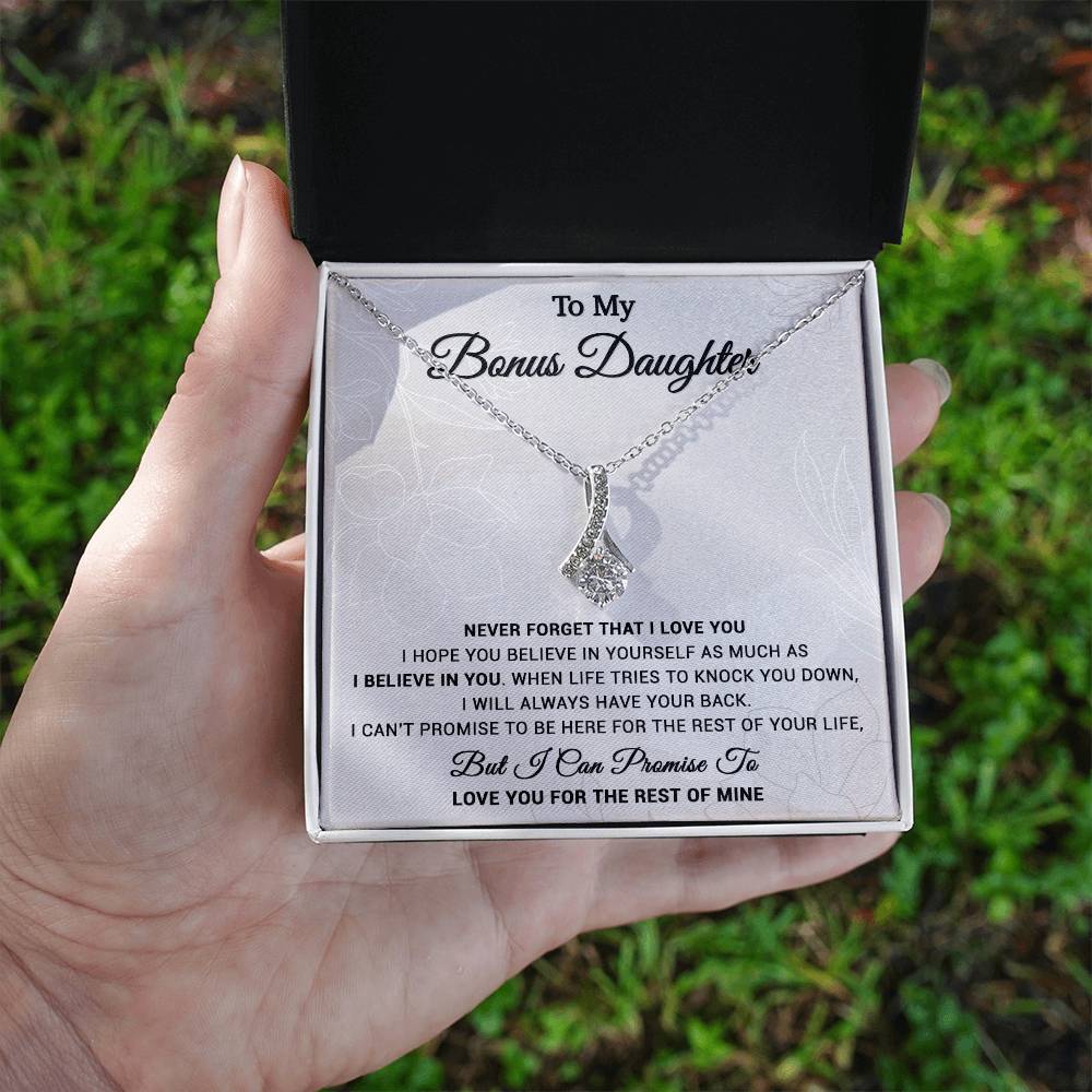 To My Bonus Daughter Necklace, Step Daughter Gift From Stepdad, Stepmom