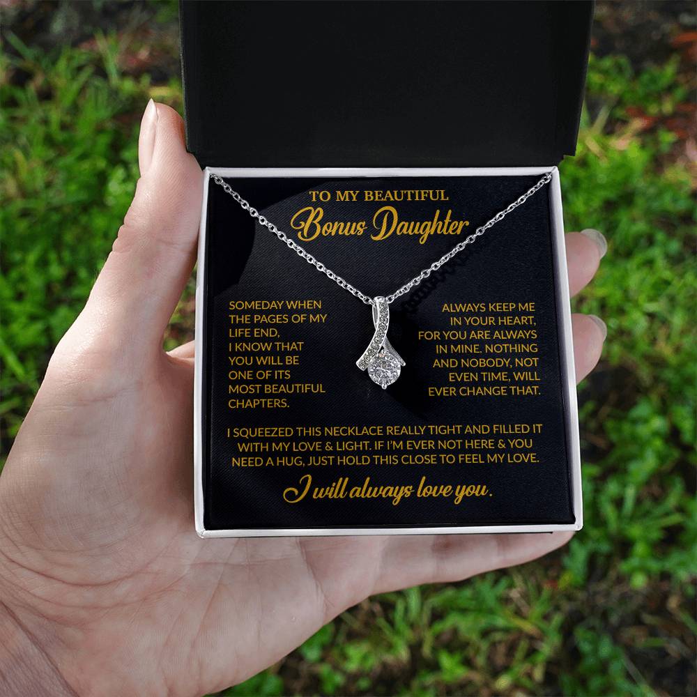 To My Bonus Daughter Necklace, Gift for Bonus Daughter, Step Daughter Birthday 25_11_Gold