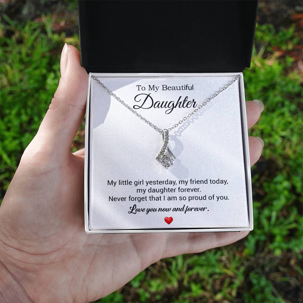 To My Daughter Necklace, Gift For Daughter From Dad, Daughter Father Necklace 10_7_White