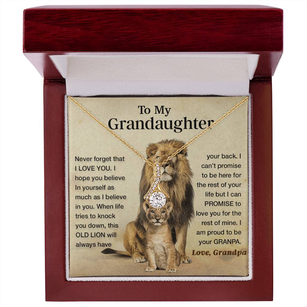 To My Granddaughter Necklace , Gift From Grandpa Papa Lion Dad, Christmas Gift