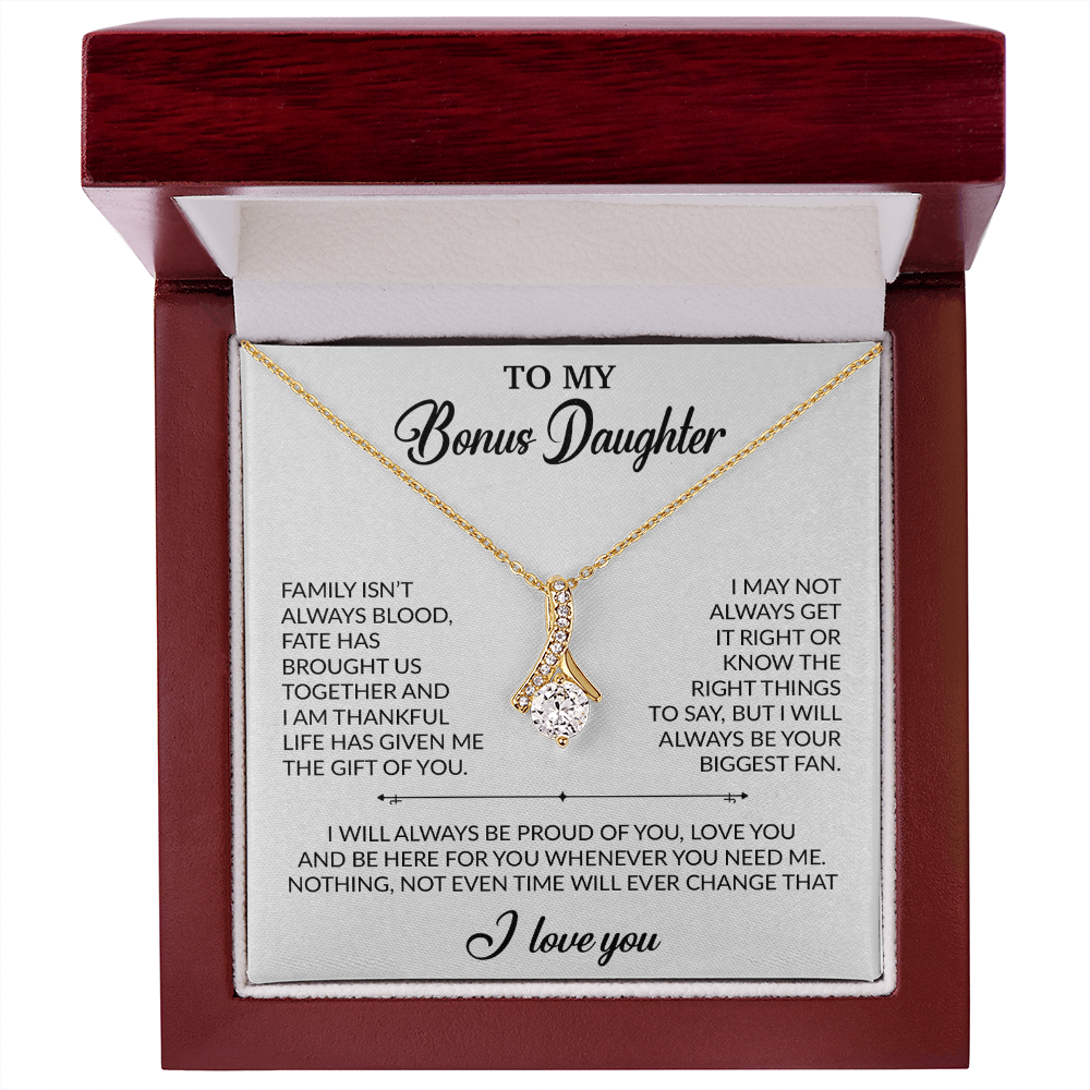 To My Bonus Daughter Necklace, Gift for Bonus Daughter, Step Daughter Birthday 20_2_White