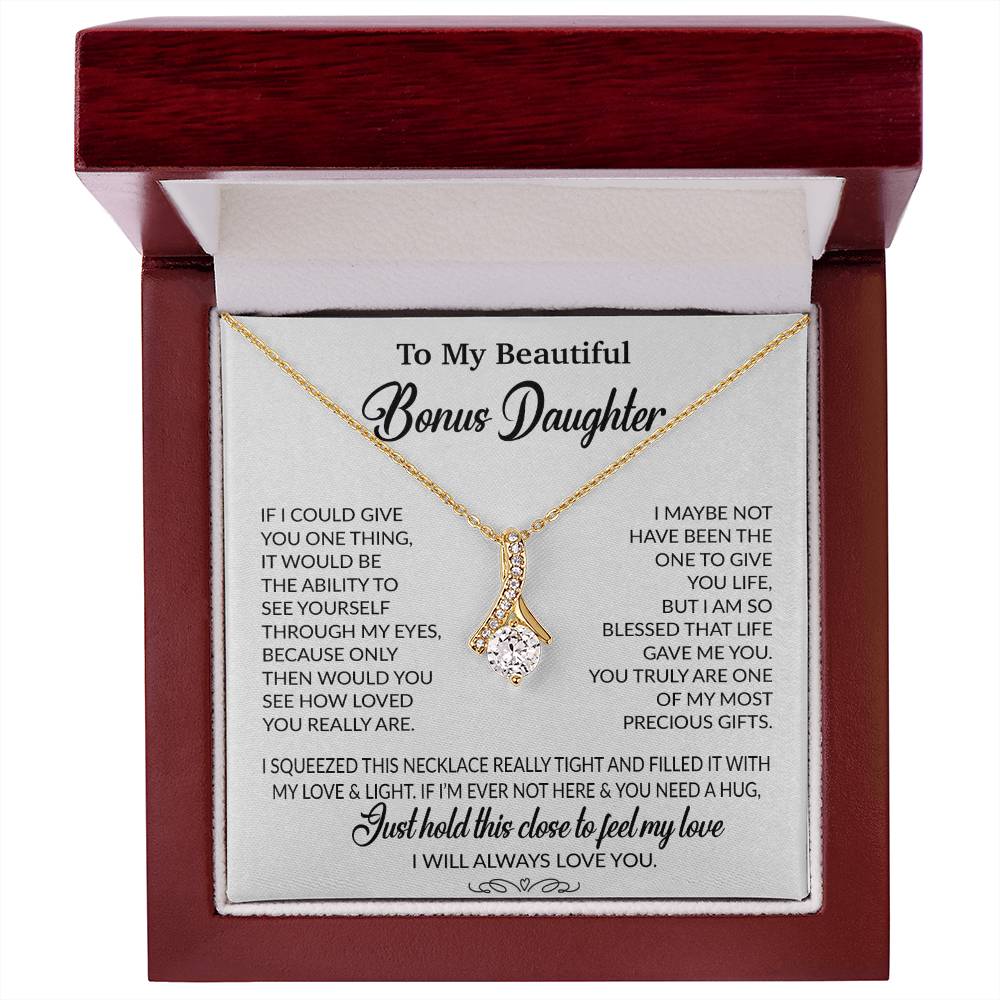 To My Bonus Daughter Necklace, Gift for Bonus Daughter, Step Daughter Birthday 1_10_White