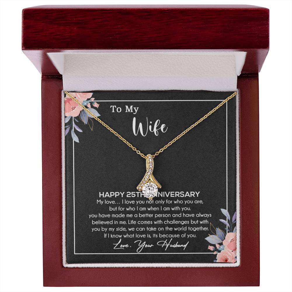 25th Anniversary Gift For Wife Necklace, 25 Year Anniversary, 25th Wedding Gift _Black